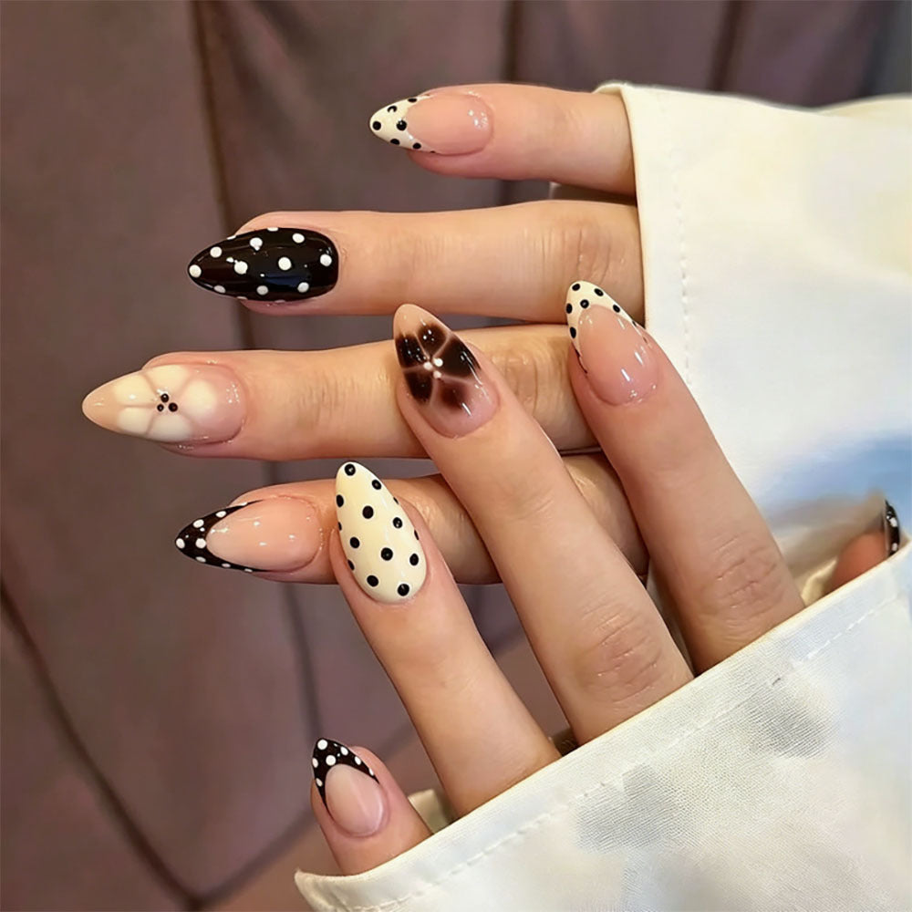 Artistic Almond-Shaped Press-On Nails