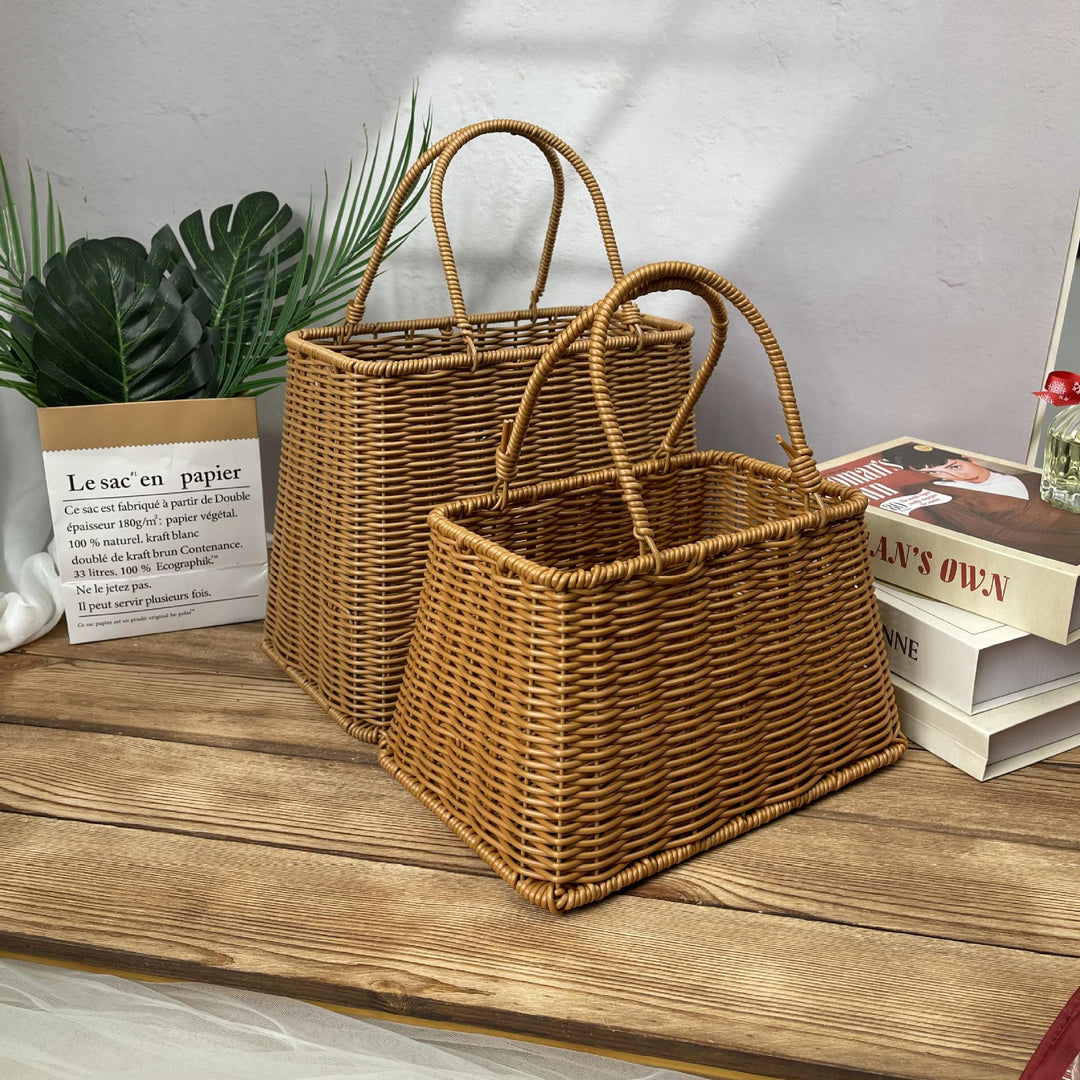 Women elegant braided basket with sturdy double handles Kalsten