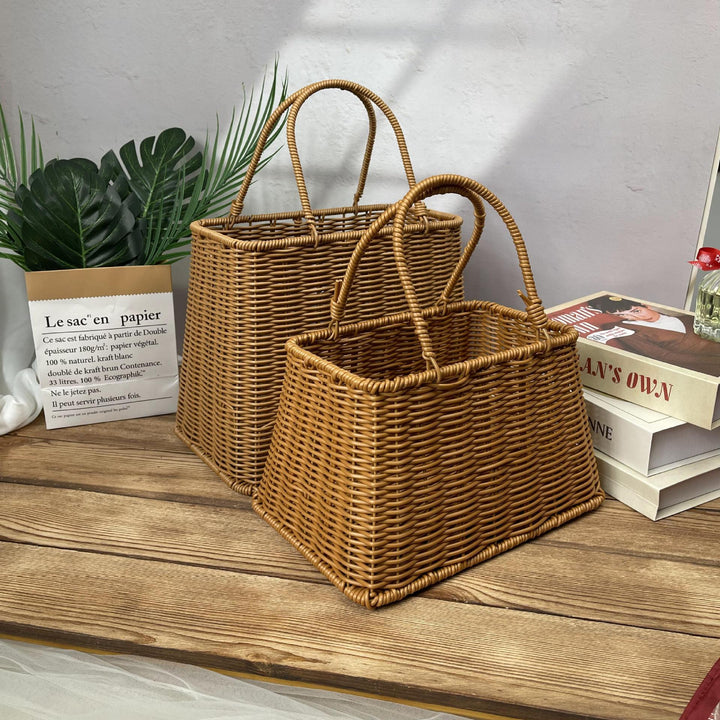Women elegant braided basket with sturdy double handles Kalsten