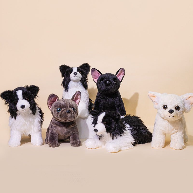 Realistic Seated Border Collie Plush Toy with Long Soft Fur Kalsten