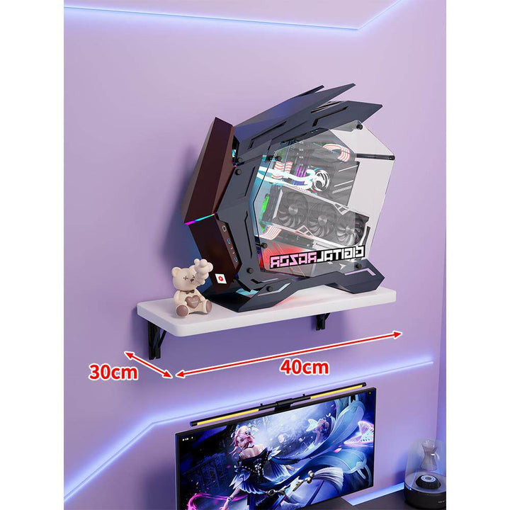 Wall-Mount Floating Shelf for Mid-Tower Gaming PC with Reinforced Brackets