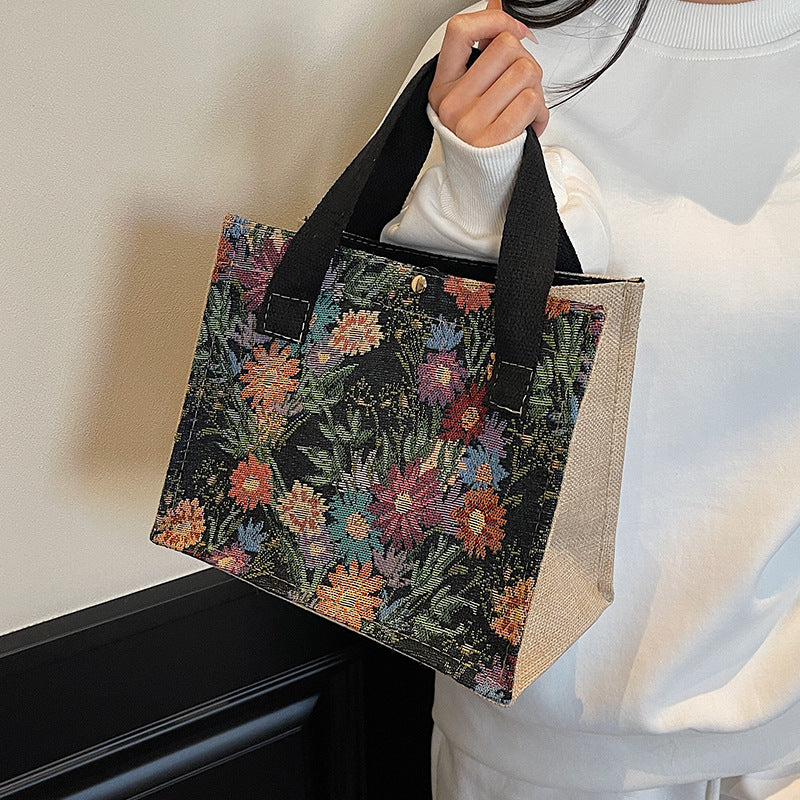 Floral Embroidered Canvas Tote Bag  1790616925