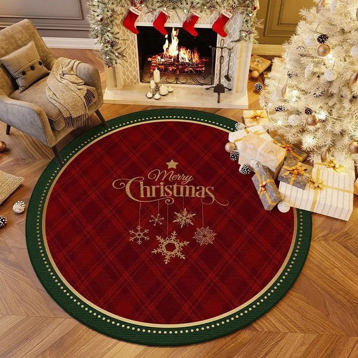 Christmas-Themed Round Area Rug for Home