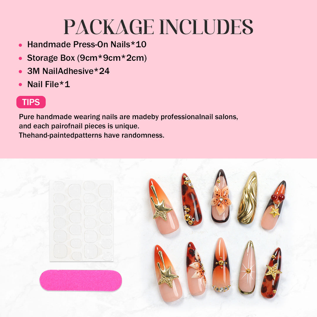 Acrylic nail set with elegant decorations Kalsten