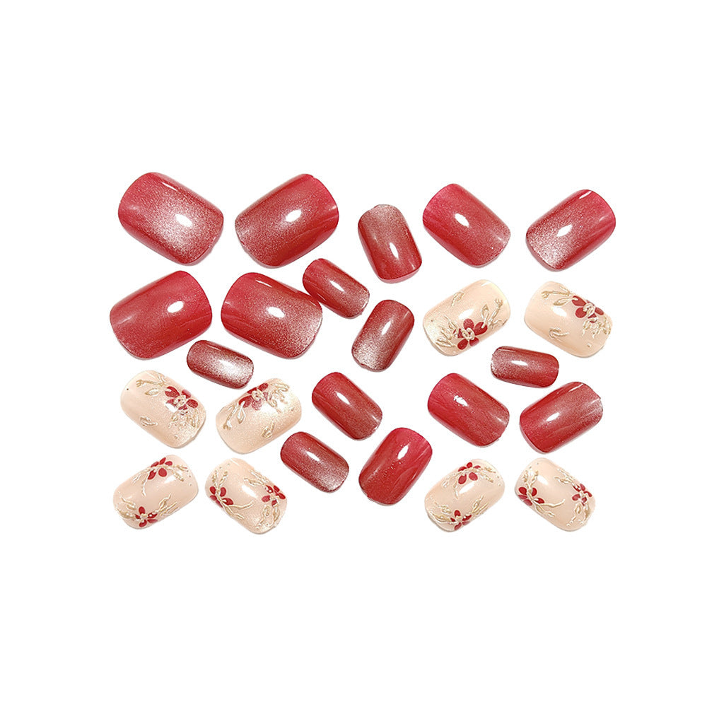 Elegant Artificial Nail Set with Floral Accents Kalsten