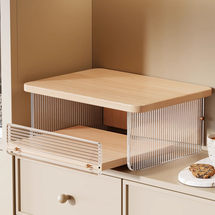 Elevated Coffee Machine Stand with Concealed Storage Drawer and Walnut Shelf