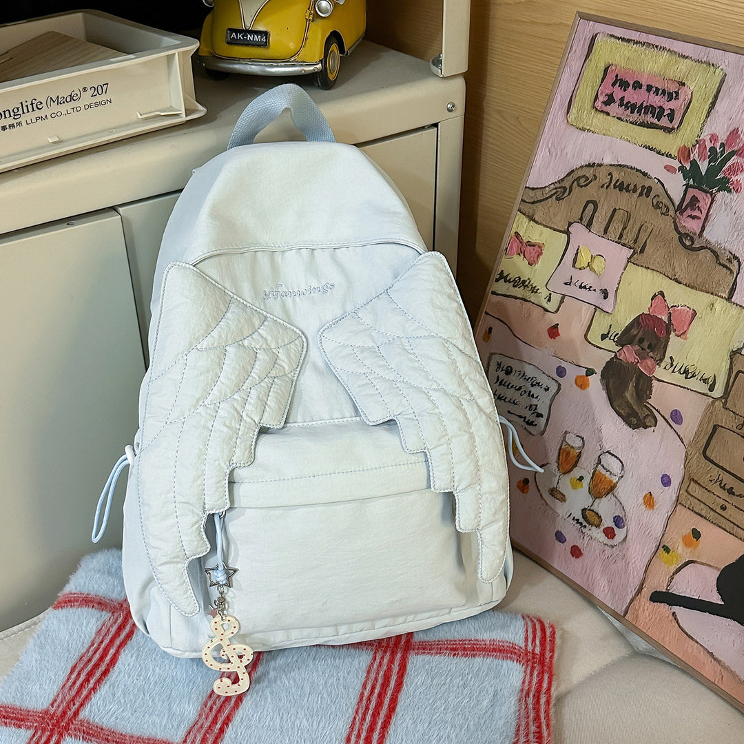 Cute Wing-Embellished Casual Backpack Kalsten