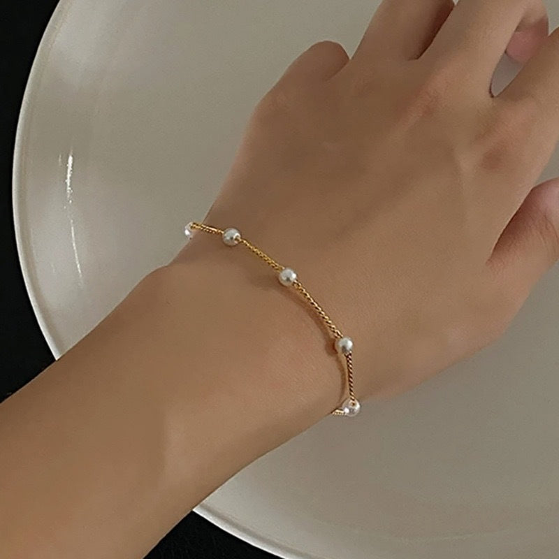 Elegant Pearl Accent Chain Bracelet Kalsten