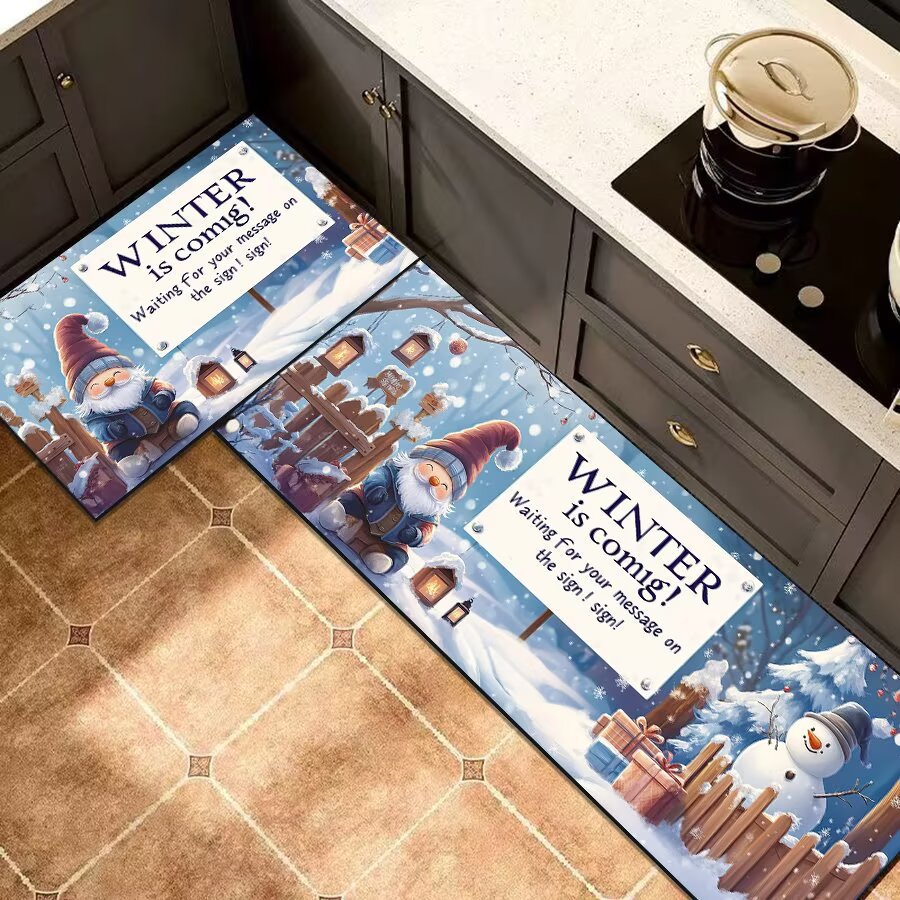 Christmas-Themed Kitchen Runner Mat for Home