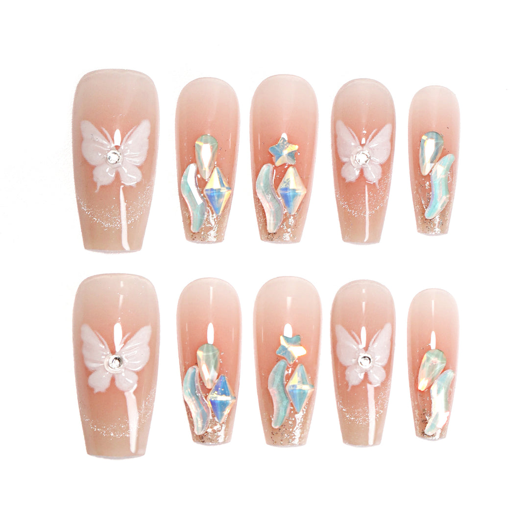 Artful Nail Extensions with Delicate Flower Design Kalsten