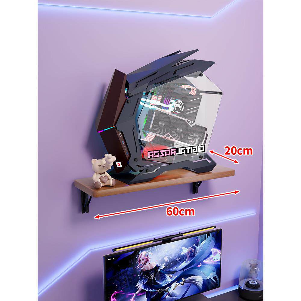 Wall-Mount Floating Shelf for Mid-Tower Gaming PC with Reinforced Brackets