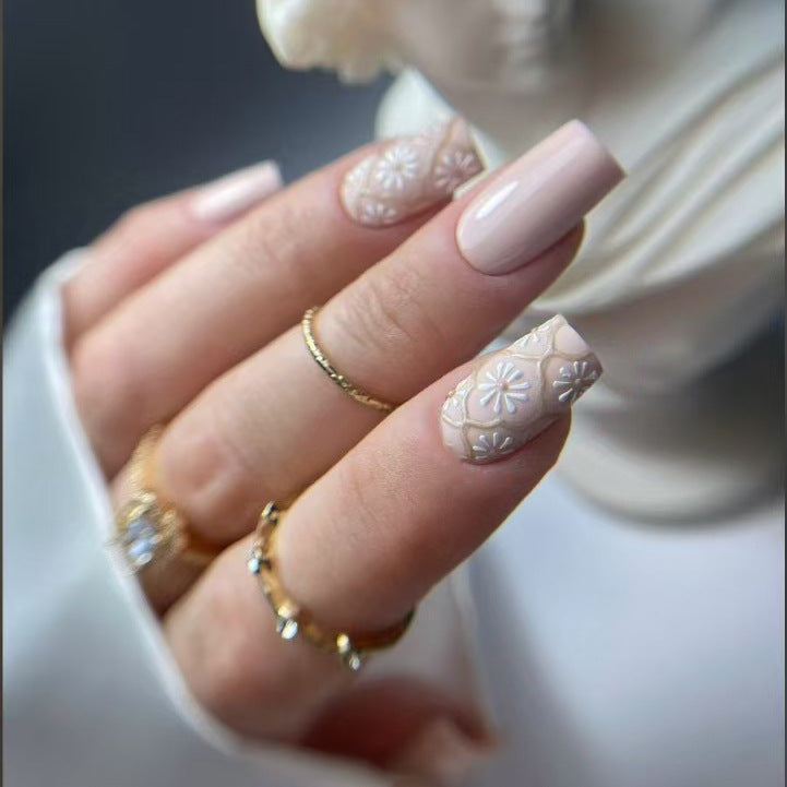 Floral Patterned Acrylic Nail Art Set
