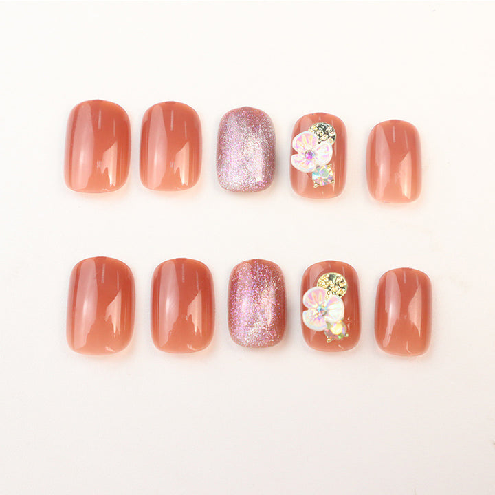 Glitter Floral Press-On Nail Set Kalsten