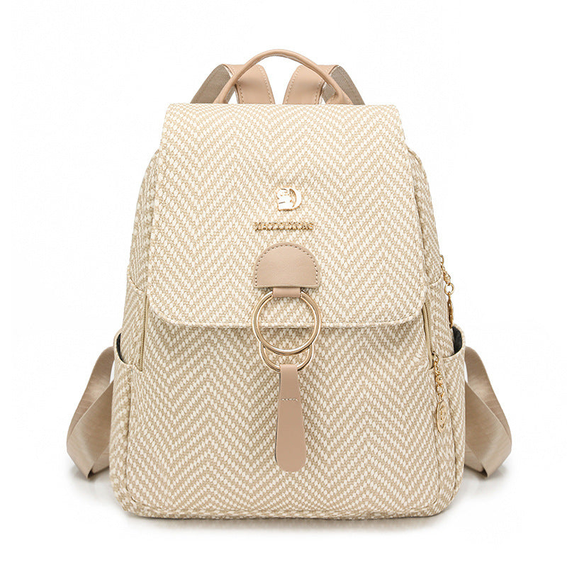 Multi-Compartment Herringbone Fashion Backpack Kalsten