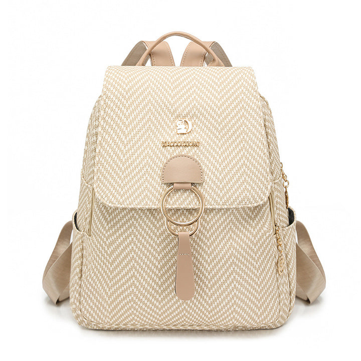Multi-Compartment Herringbone Fashion Backpack Kalsten