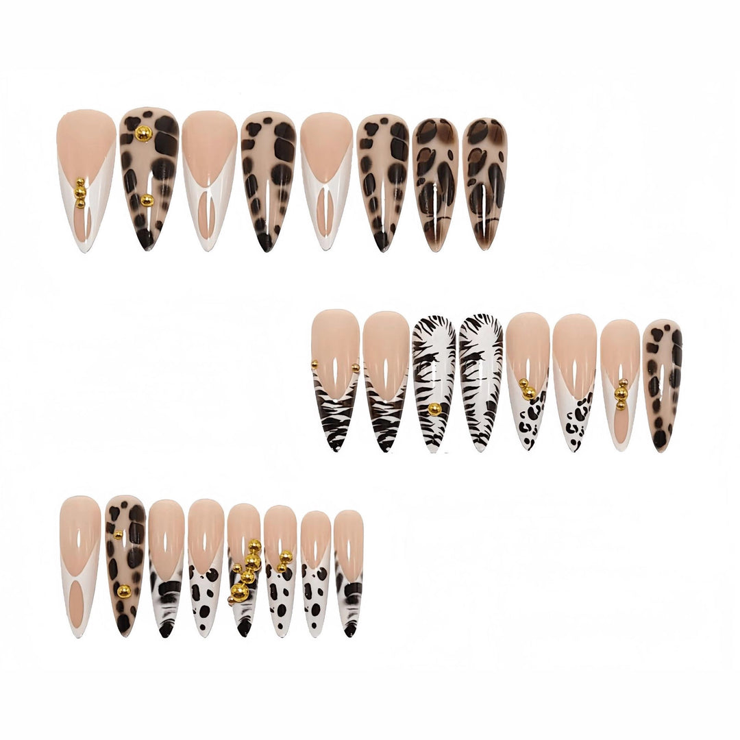 Elegant animal pattern artificial nails with 3D applications Kalsten