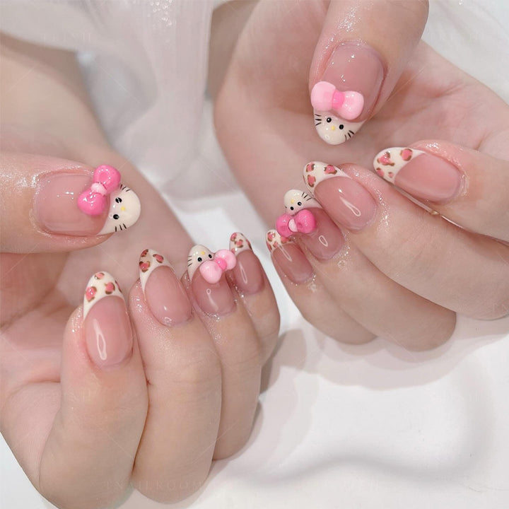 Whimsical Decorative Press-On Nail Set with 3D Accents Kalsten