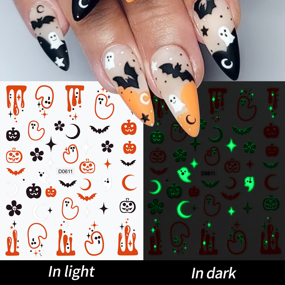 Glow-in-the-Dark Ghost Nail Art Sticker Set