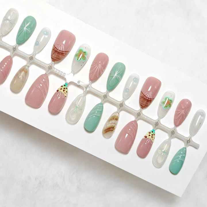 Artificial nails with elegant 3D flower and gradient design Kalsten