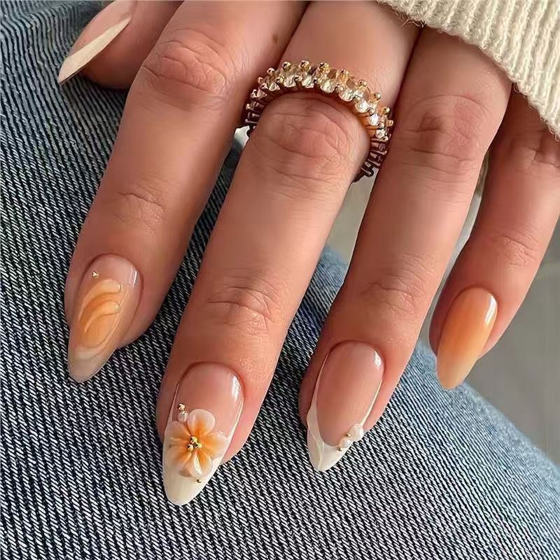 Elegant Floral Sculpted Nail Enhancements Kalsten
