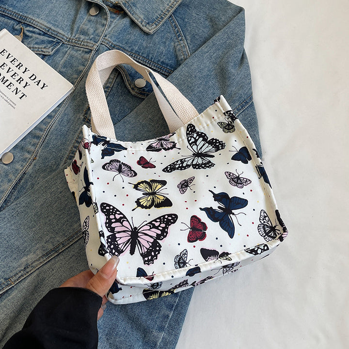Butterfly Print Canvas Tote Bag