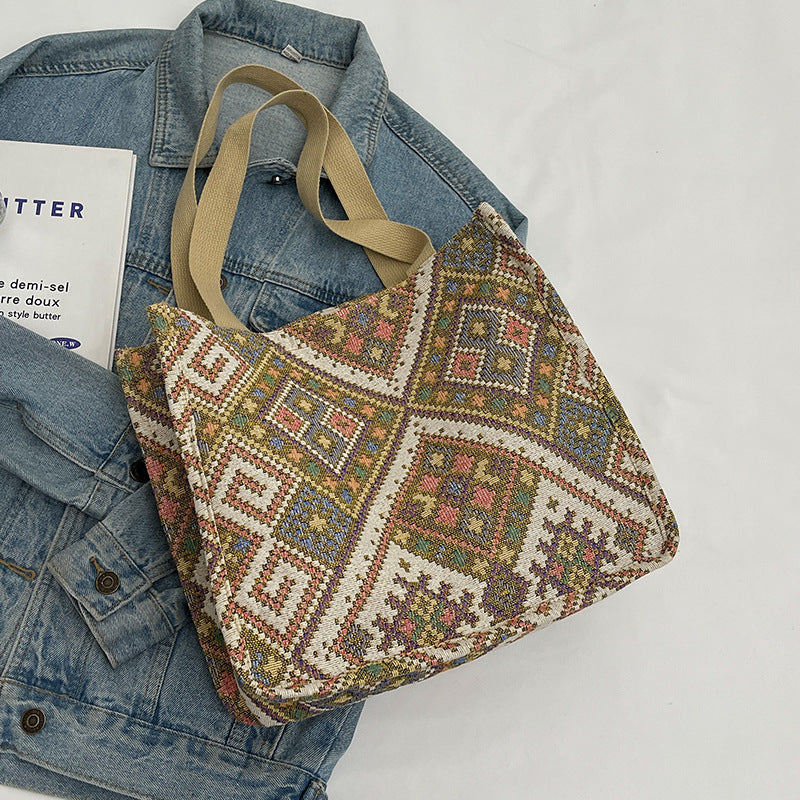 Handcrafted Geometric Patterned Tote Bag