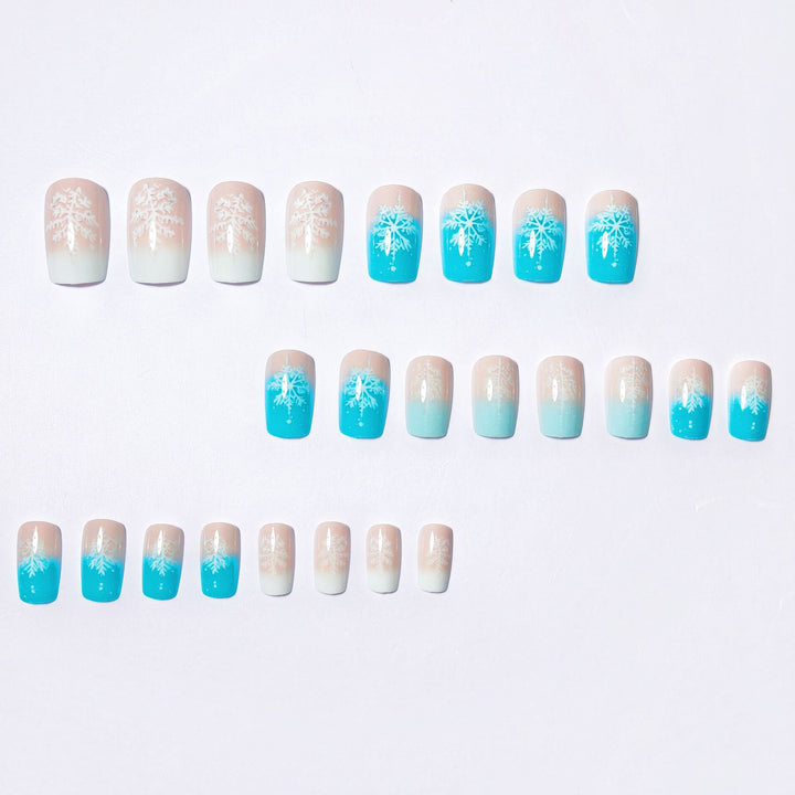 Wintry Artistic Nails with Shimmering Snowflake Design Kalsten