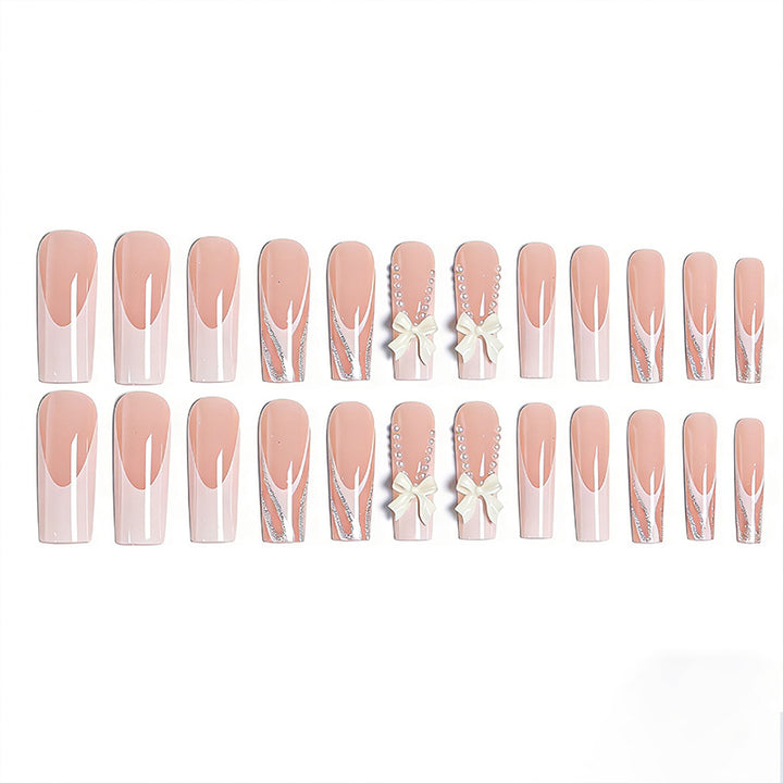 Artificial nail set with elegant bow and pearl decorations Kalsten