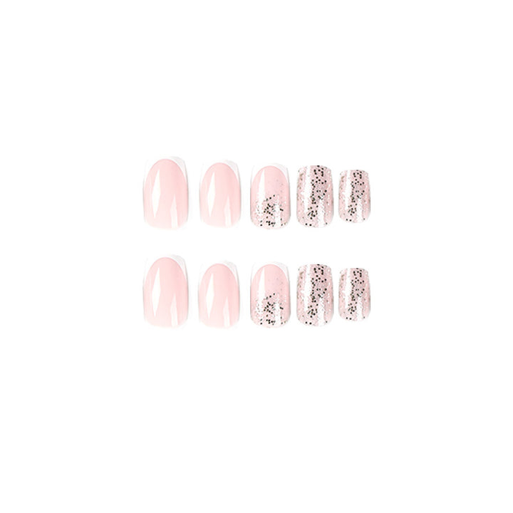 Artistic Nail Extensions with Glitter and French Tips Kalsten