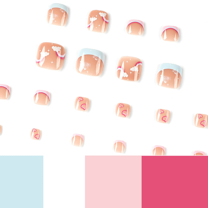 Artful toenail art with heart and cloud motifs Kalsten