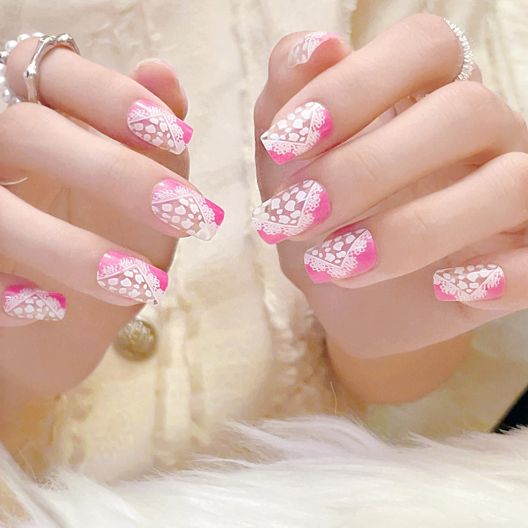 Decorative Heart Press-On Nail Set
