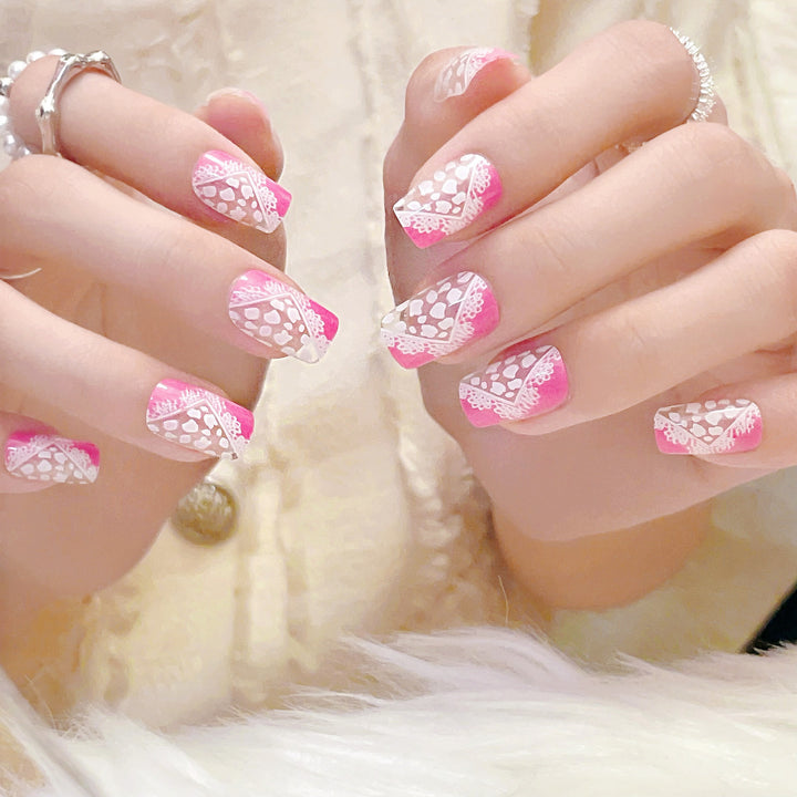 Decorative Heart Press-On Nail Set