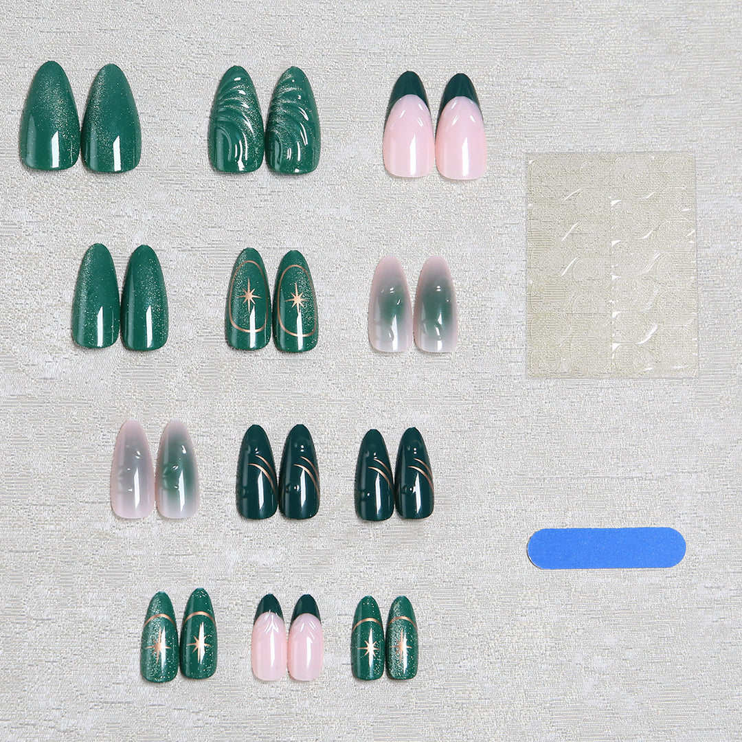 Acrylic nail set with elegant shine and 3D design accents Kalsten