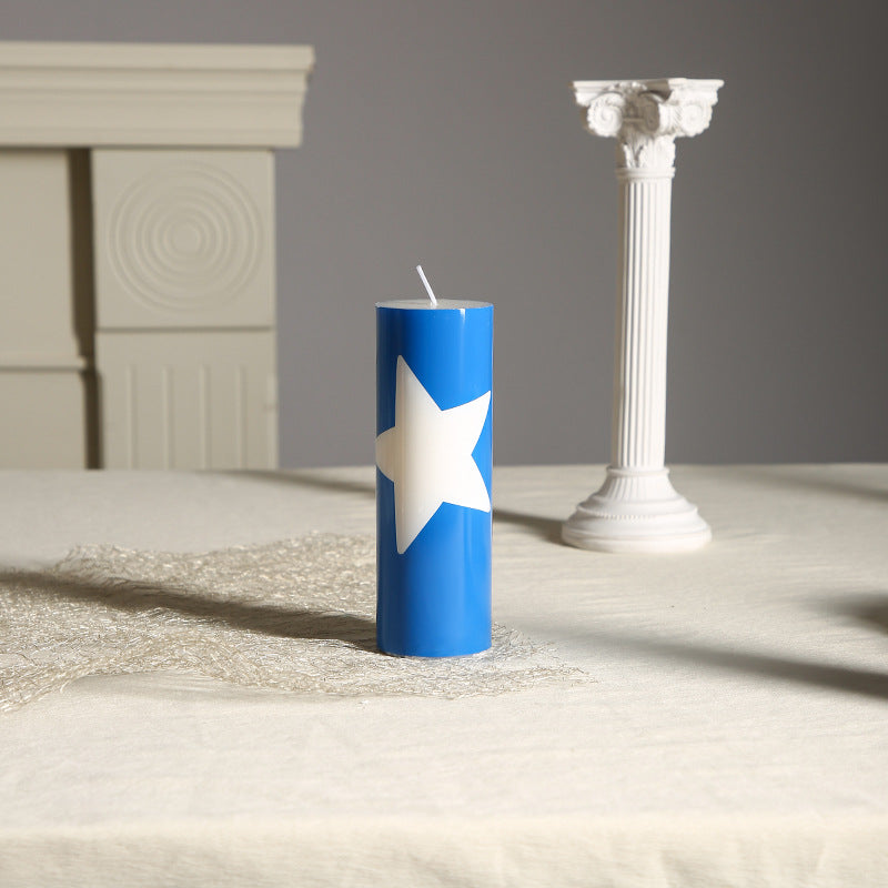Patriotic Americana Flag-Pattern Decorative Pillar Candle