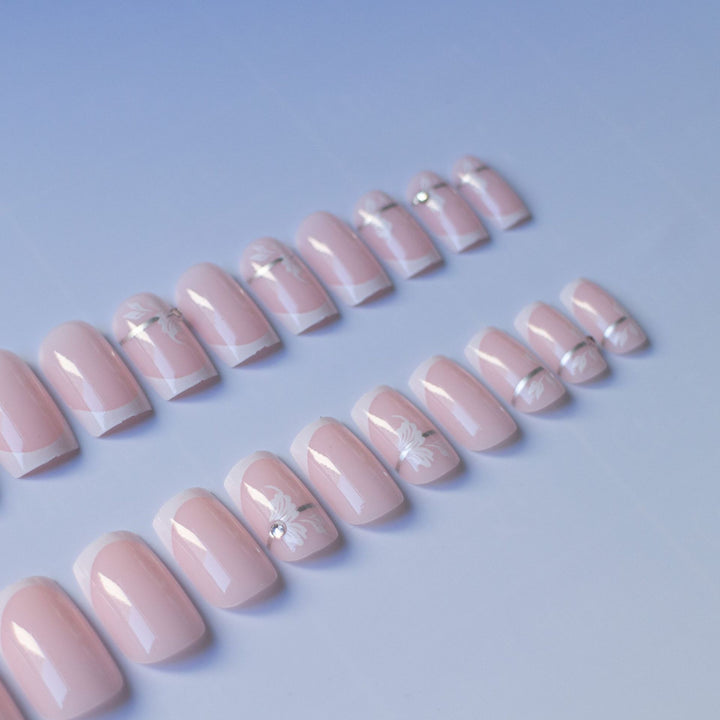 Elegant French Tip Floral Nail Art Kit
