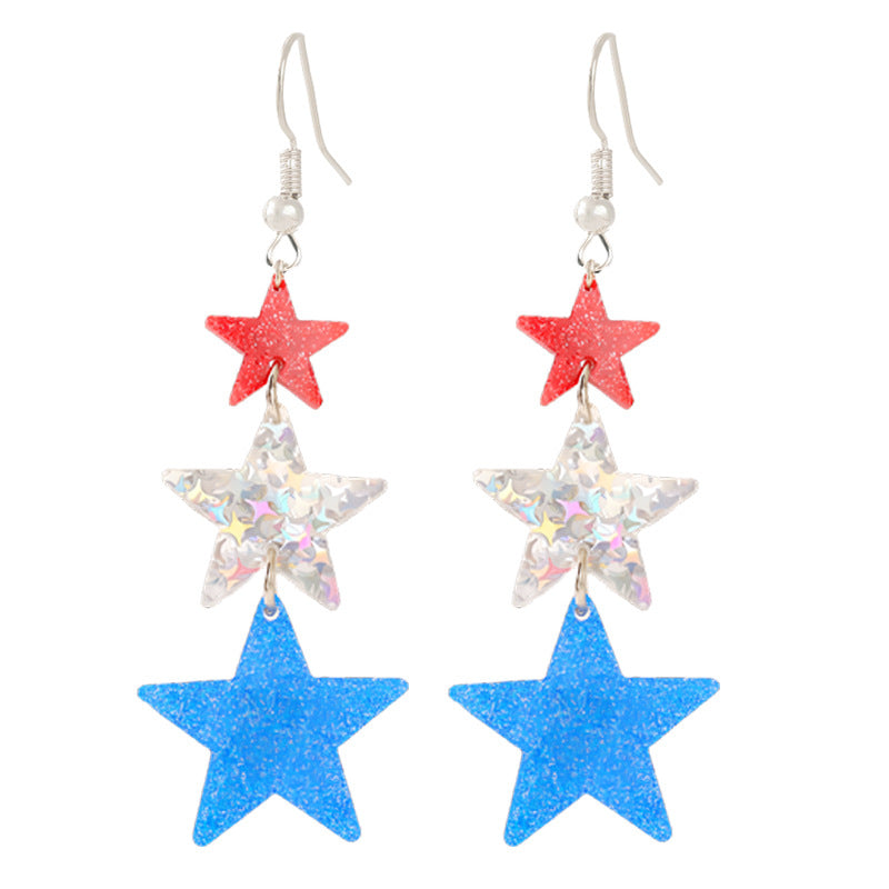 Ladies enamel earrings horseshoe with star stripe motif Kalsten