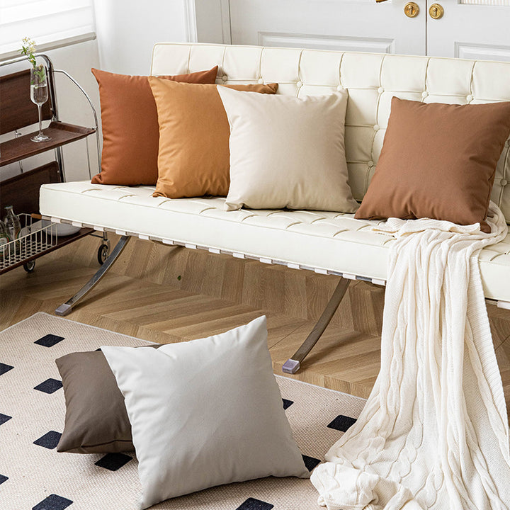 Square Textured Linen-Feel Decorative Throw Pillow Cover with Hidden Zipper