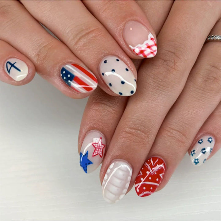Artistic Star and Polka Dot Press-On Nails