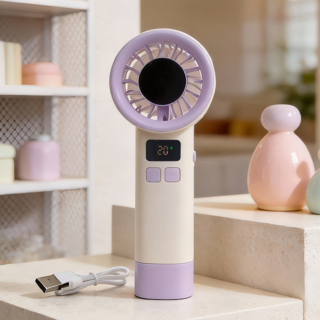 Ladies portable mini hand fan with digital speed display Kalsten