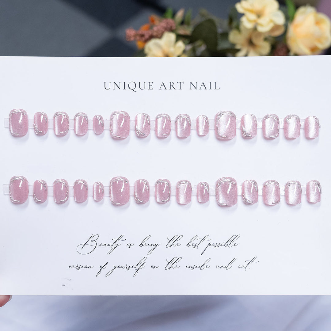 Decorative Press-On Nail Set with Unique Art Designs