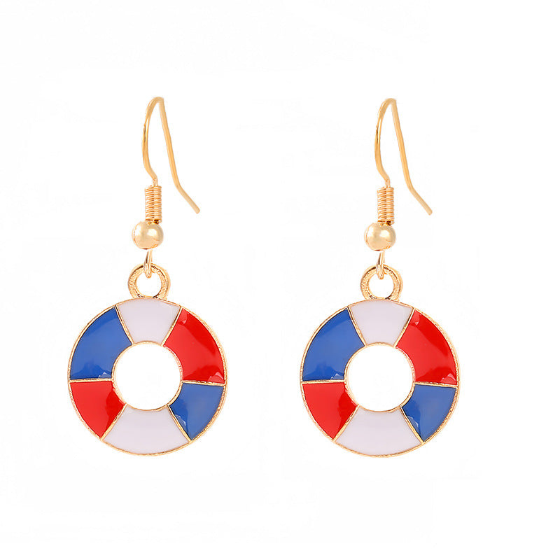 Women nan enamel horseshoe earrings with star motif and fishhook closure Kalsten