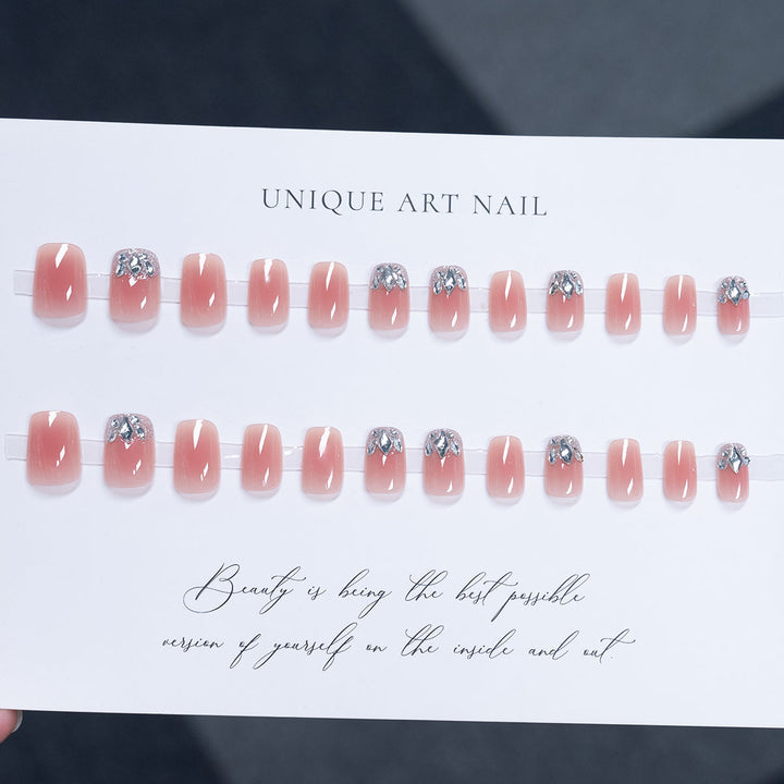 Press-On Nail Art Set with Rhinestone Accents