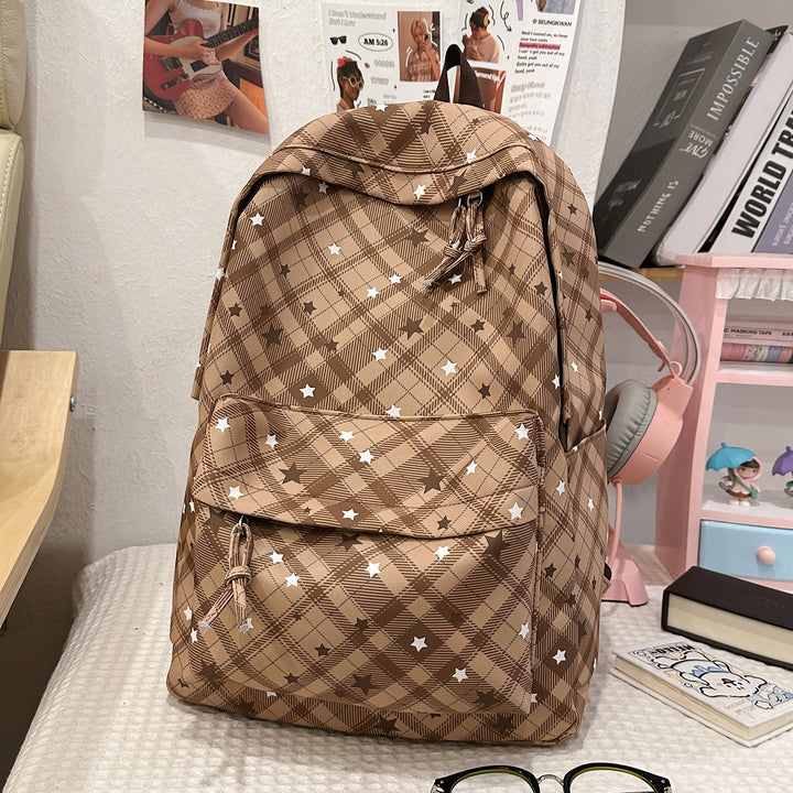 Backpack with Fashionable Check Pattern and Practical Compartments Kalsten