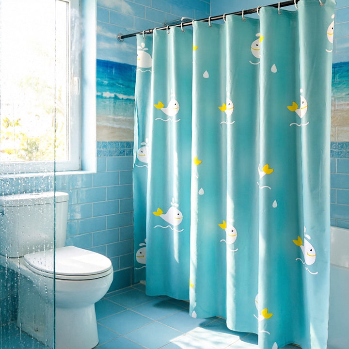 Playful Whale Theme Shower Curtain Kalsten