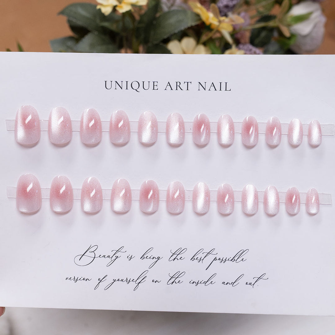 Glossy French Tip Nail Extensions