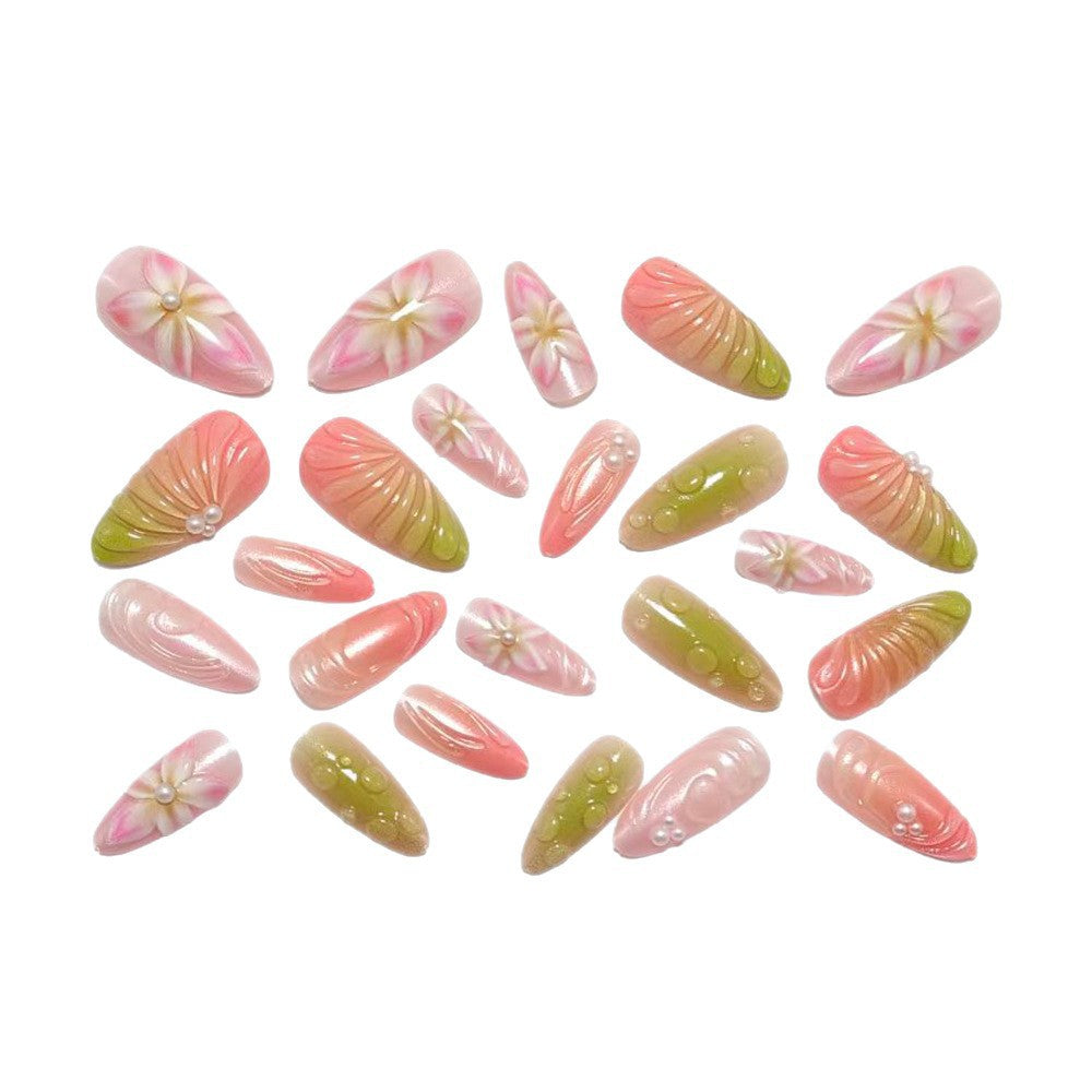 Artificial nails with 3D flower and pearl decorations Kalsten