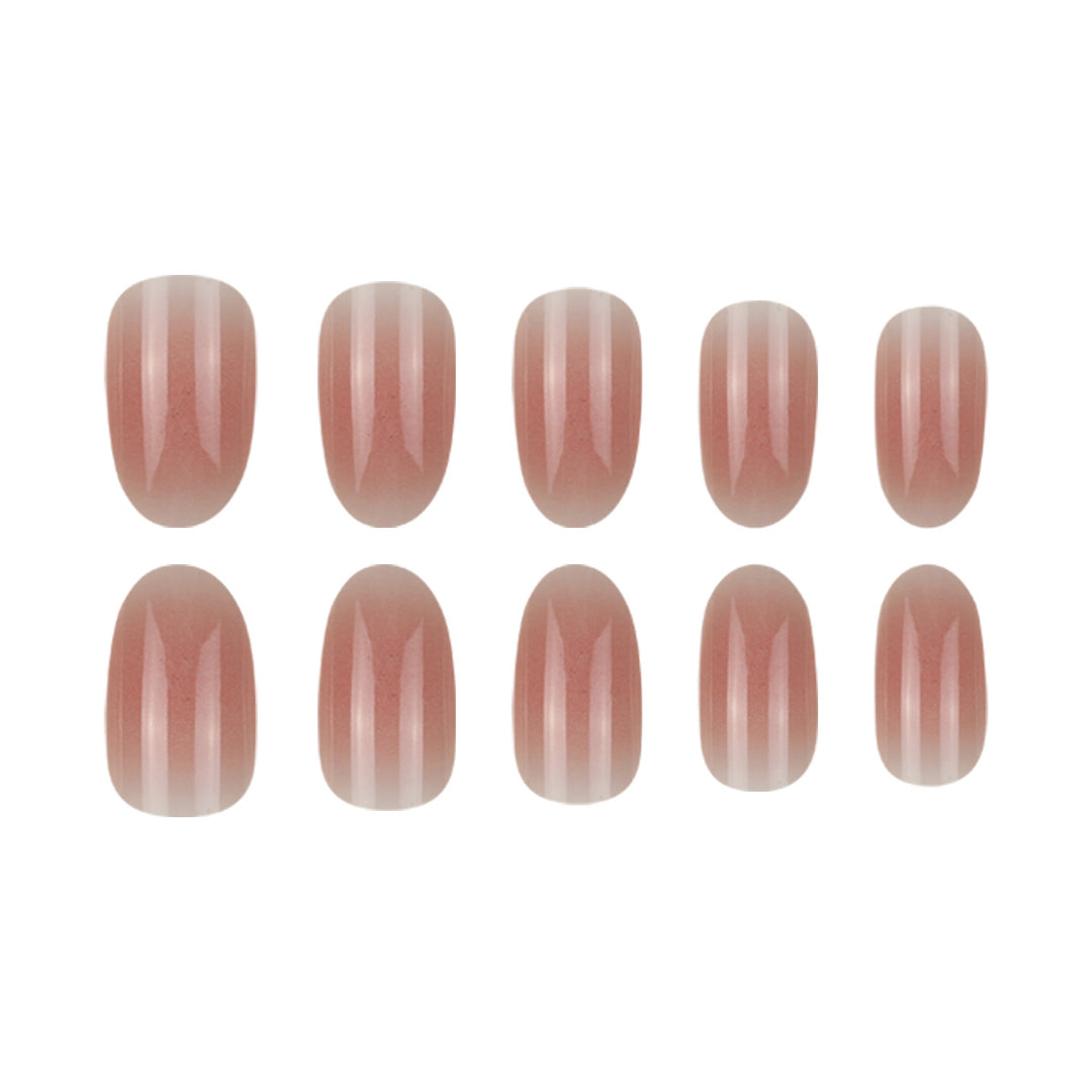Natural Glossy Oval Press-On Nails Kalsten