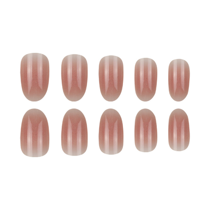 Natural Glossy Oval Press-On Nails Kalsten