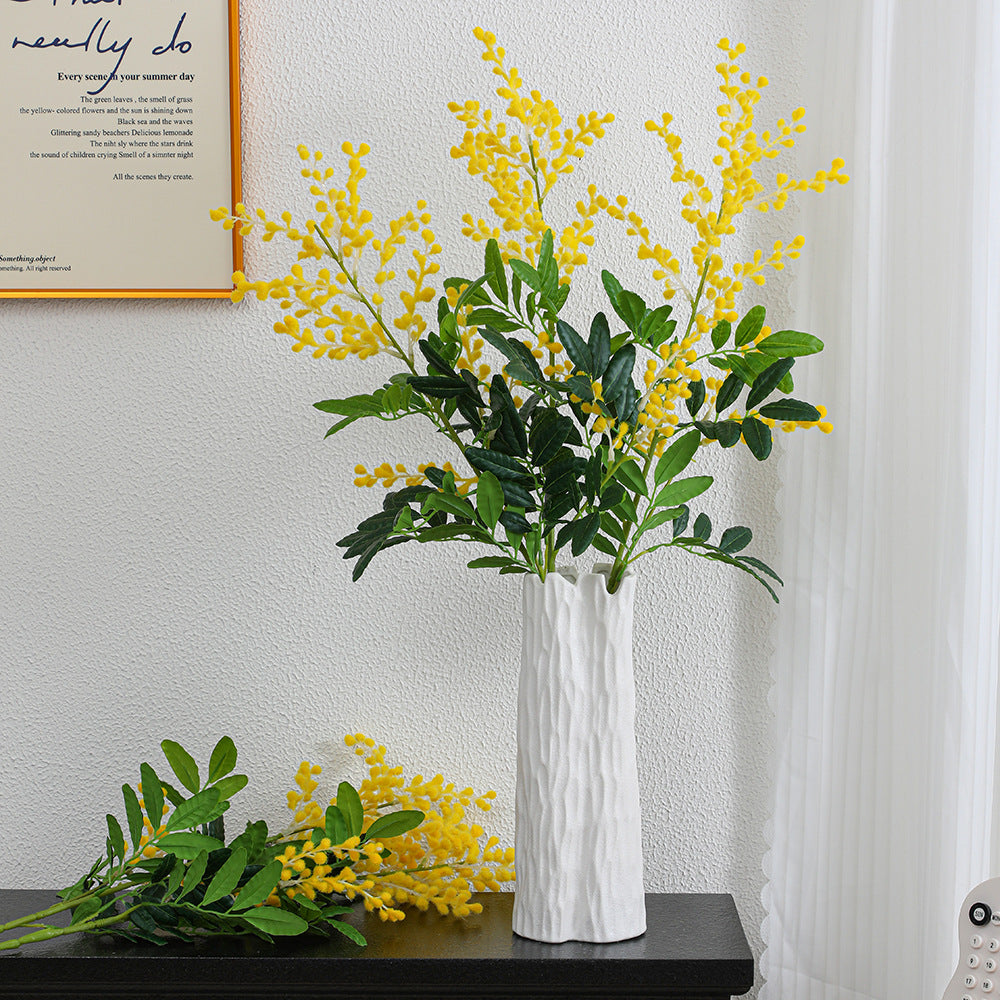 Artificial mimosa branch with detailed flowers and leaves