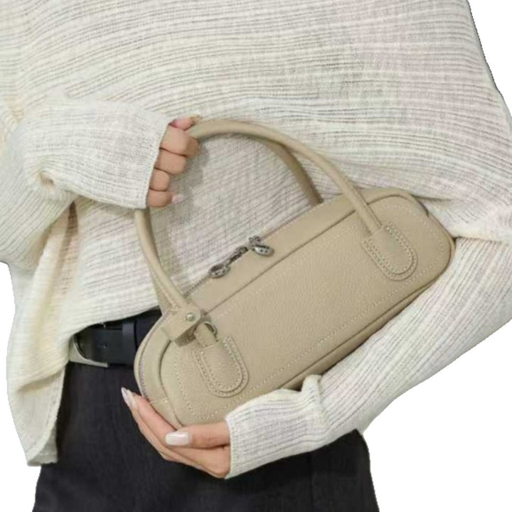 Mini Pebbled Top-Handle Dome Satchel with Dual Zip Closure
